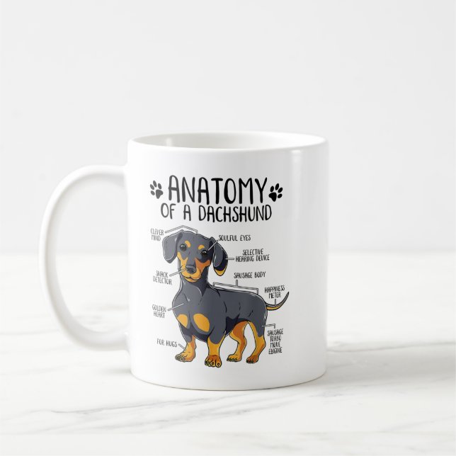 Mug Funny Anatomy Dachshund Wiener Dog Cute Doxie Love (Gauche)