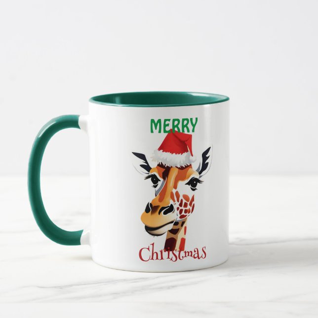 Mug Funny Animaux Safari Giraffe Père Noël Fête de Noë (Gauche)