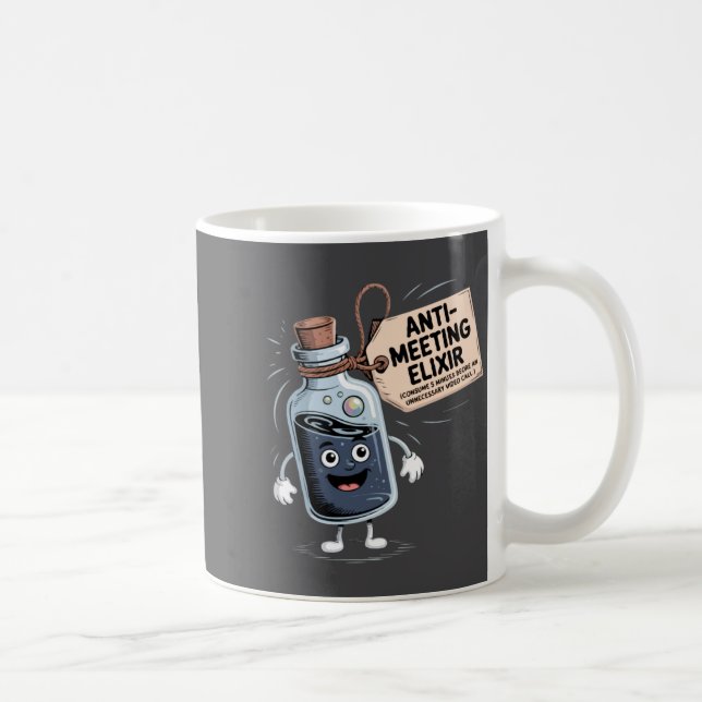 Mug Funny Anti Meeting Elixir Retro Cartoon Office H  (Droite)