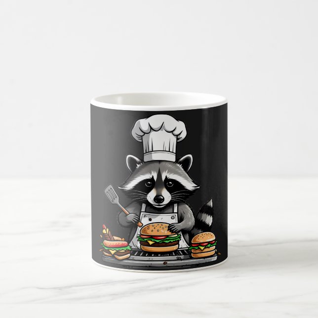Mug Funny BBQ Raccoon Flipping Burgers  (Centre)