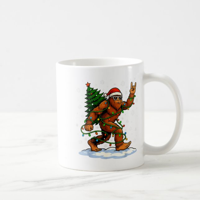 Mug Funny Bigfoot Rock On Christmas Lights Snow Holida (Droite)