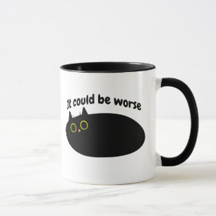 Mug Funny Black Cat optimiste, bonnes vibrations, sarc