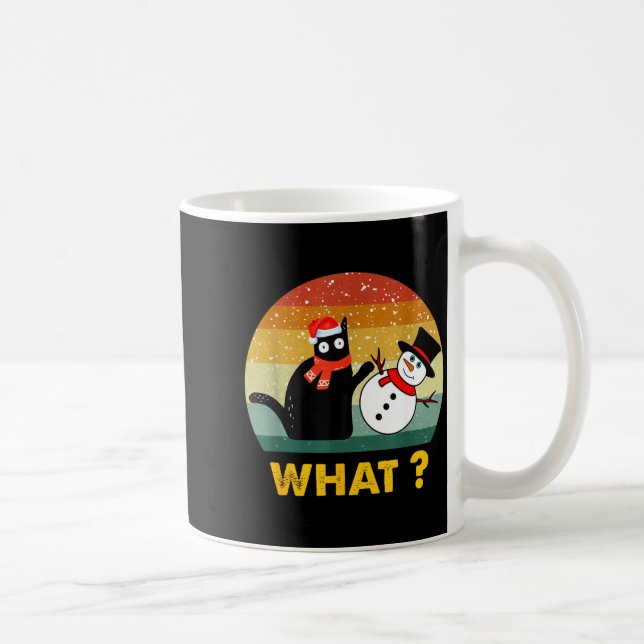 Mug Funny Black Cat Pushing Snowman Xmas Winter Costum (Droite)