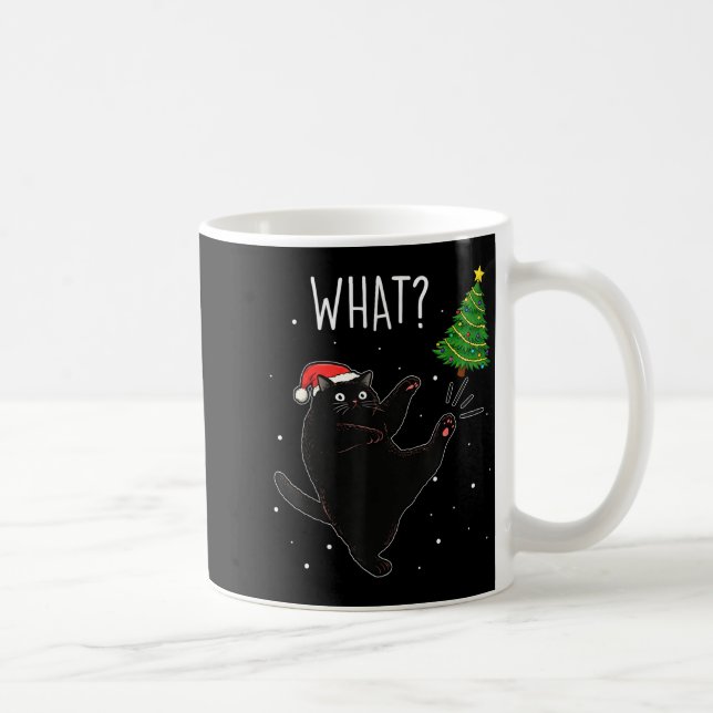 Mug Funny Black Cat What_ Christmas Tree Meme Xmas Men (Droite)
