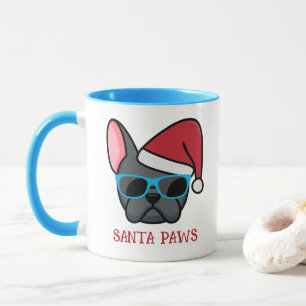 Mug Funny Blue Frenchie Père Noël Paws Noël