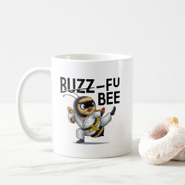Mug Funny Buzz-Fu Bee Arts martiaux (Avec donut)