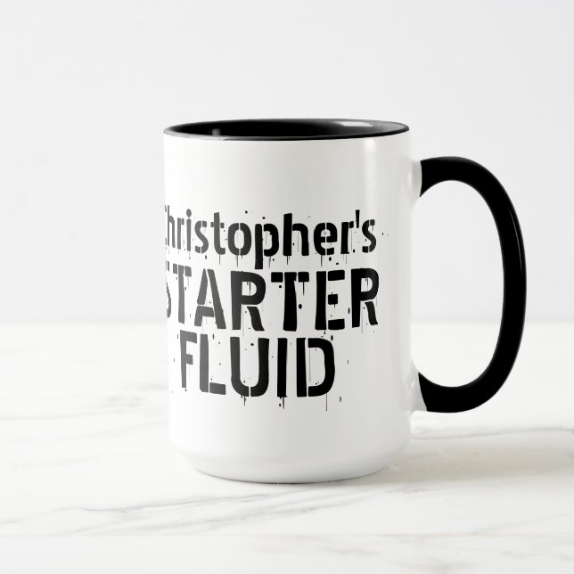 Mug Funny Café Starter Fluid Nom personnalisé (Droite)
