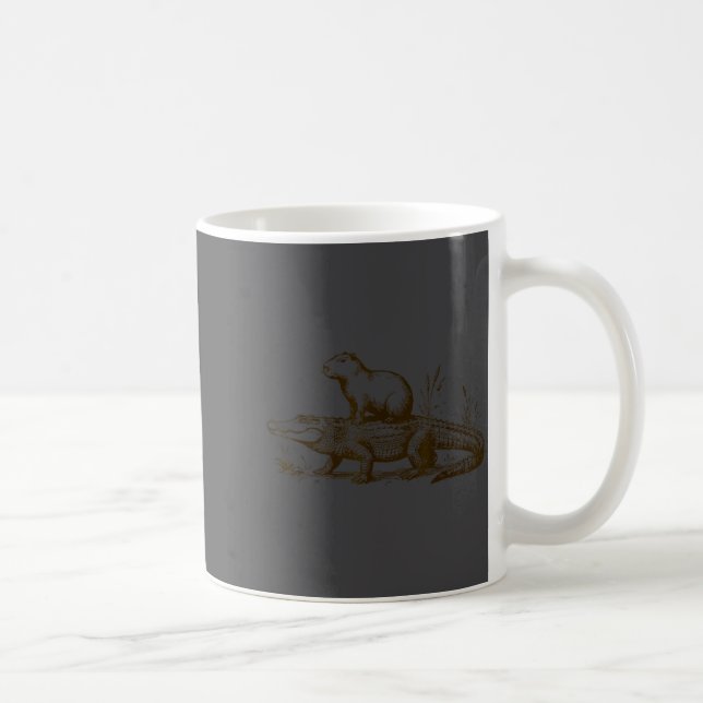 Mug Funny Capybara Riding An Alligator Men Women Capyb (Droite)