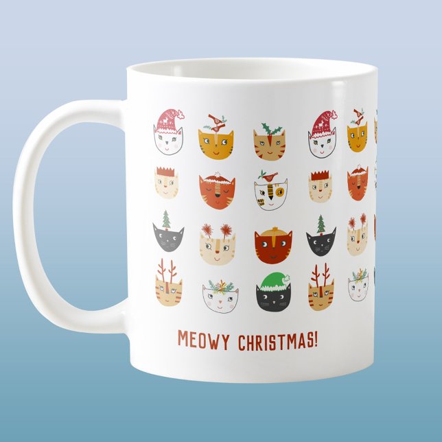 Mug Funny Cat Meowy Noël (Fun Cat Meowy Christmas coffee mug)