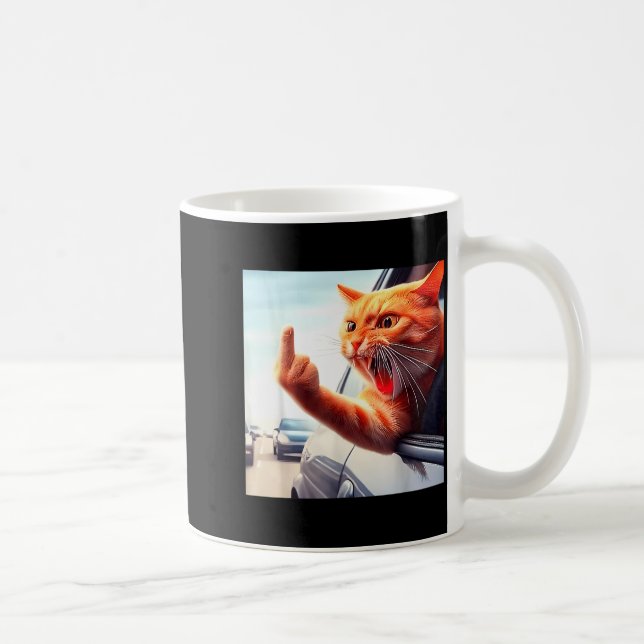 Mug Funny Cat Middle Finger Hilarious Cat In The Car C (Droite)