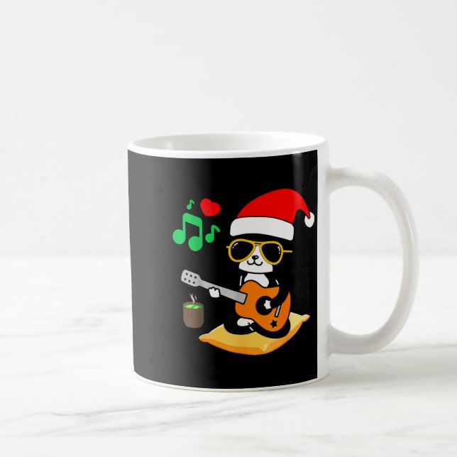 Mug Funny Cat Playing Guitar Sungles Santa Hat Christm (Droite)
