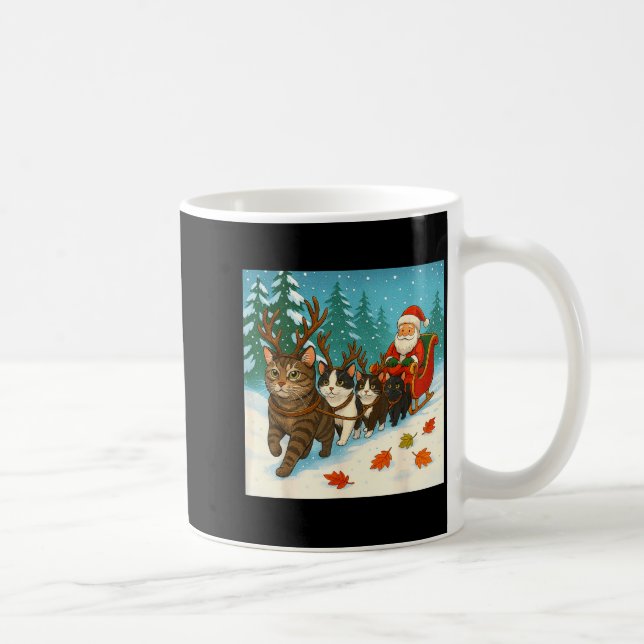 Mug Funny Cat Reindeer Santa Christmas Design For Men  (Droite)