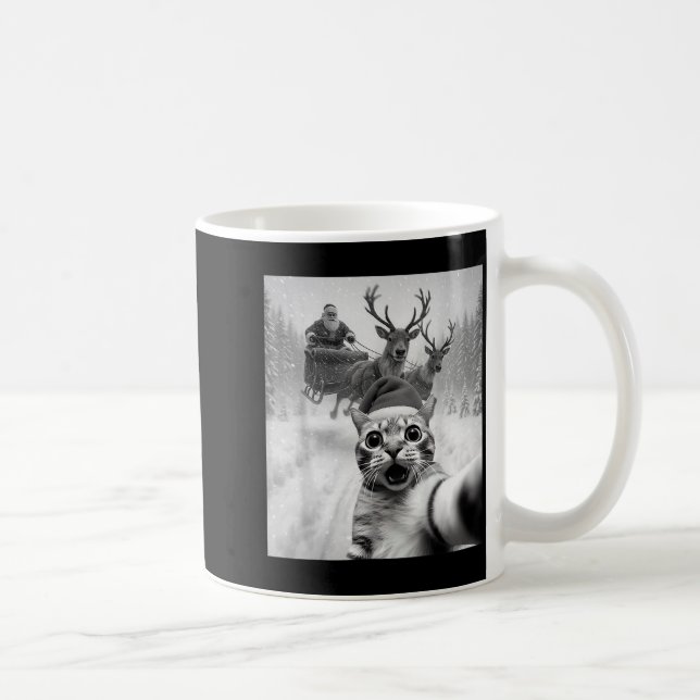 Mug Funny Cat Selfie Santa Merry Christmas Xmas Pajama (Droite)