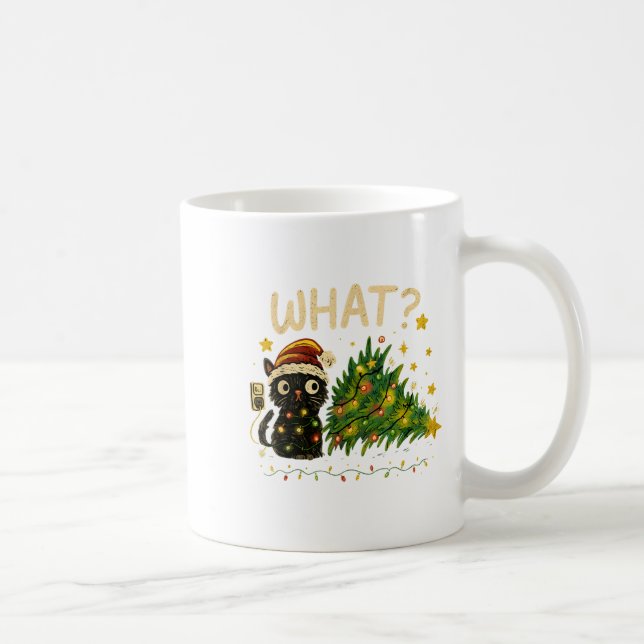 Mug Funny Cat With Christmas Lights And Fallen Tree Ar (Droite)