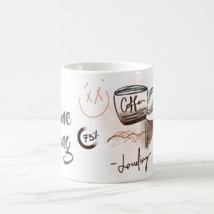 Mug Funny Chargement de caféine Croquis Monogramme