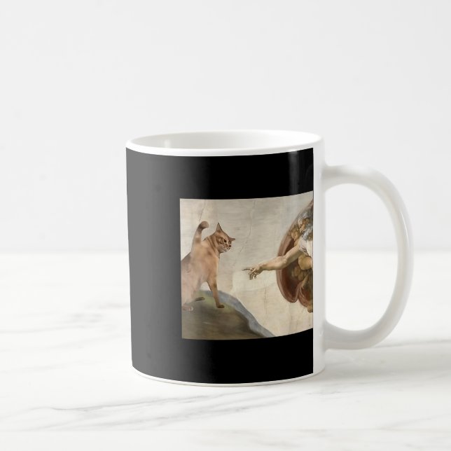 Mug Funny Chat Dieu Création D'Adam Mème Jésus (Droite)