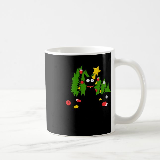 Mug Funny Chat Noir Arbre de Noël Joyeux Humour de Noë (Droite)