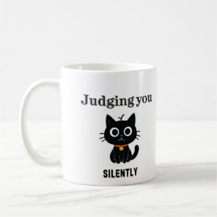 Mug Funny Chat noir "Judging You Silencieusement" Sarc