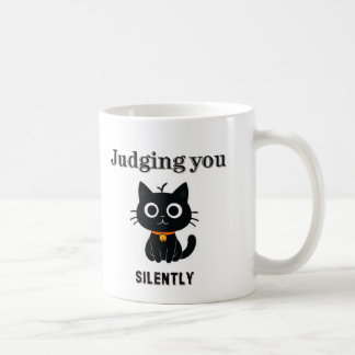 Mug Funny Chat noir "Judging You Silencieusement" Sarc