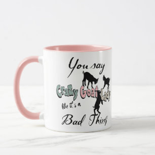 Mug FUNNY CHAT   Vous Dites Crazy Chèvre Lady SW Paste