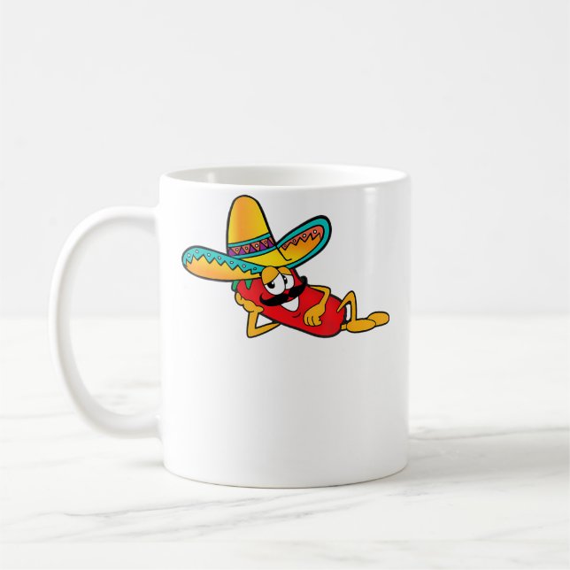 Mug Funny Chili Vibes Pepper With Sombrero Moustache M (Gauche)