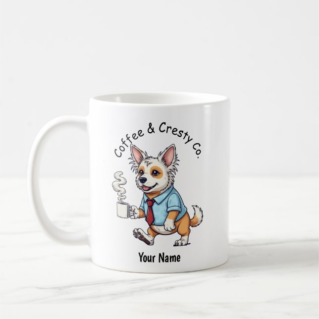 Mug Funny Chinese Crested Dog Business Suit Coffee  (Gauche)