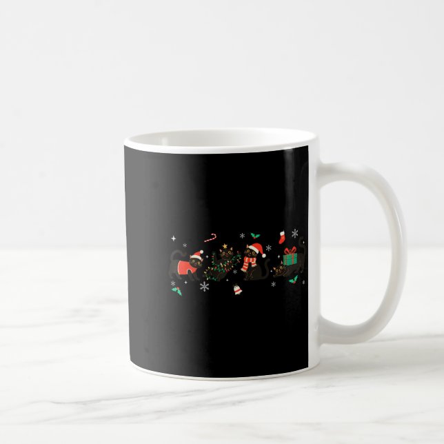 Mug Funny Christmas Cat Black Cat Xmas Light Pajama Me (Droite)