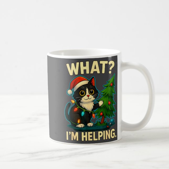 Mug Funny Christmas Cat What I’m Helng Holiday Tuxedo  (Droite)