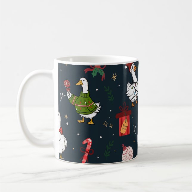 Mug Funny Christmas Ducks Seamless Pattern (Gauche)