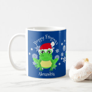 Mug Funny Christmas Frog Santa Hat Blue Nouveauté