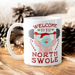 Mug Funny Christmas Santa Claus Swole Weightlifter<br><div class="desc">Vous ne trouverez plus le Père Noël en train de fouiller avec les biscuits. Cette année, il lève du poids au lieu de lunettes de lait. Ce drôle de design de vacances montre un Père Noël torse nu levant une cloche dans ses mains gaillées. Il est entouré d'orteils et de...</div>