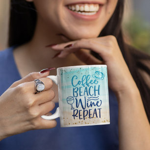 Mug Funny Coffee Beach Vin Répéter la Parties scintill