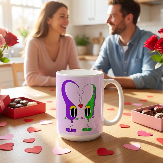 Mug Funny, Colorful, Cute, Cartoon Valentine Heart (Here's a very cool mug that is great for Valentine's Day!)