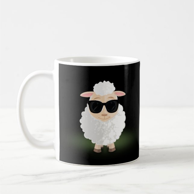 Mug Funny Cool Mouton Lunettes de soleil Néon Vert Des (Gauche)