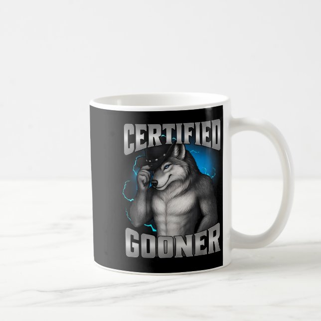 Mug Funny Cringe Sigma Wolf Certified Gooner  (Droite)