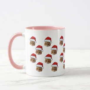 Mug Funny Custom Face Photo Père Noël Chat Casquette N