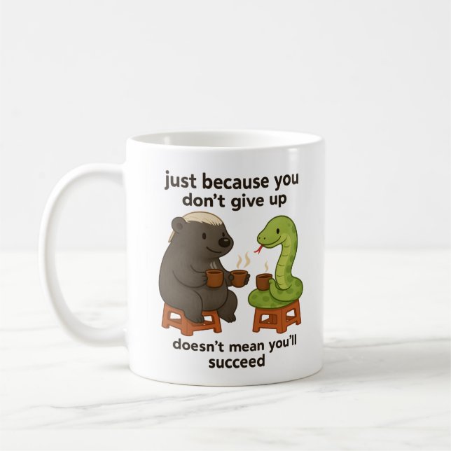 Mug Funny, cute, cartoon animal snake short quote gift (Gauche)