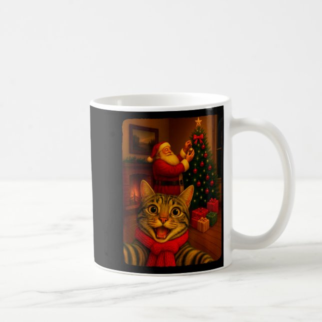 Mug Funny Cute Cat Selfie With Santa Christmas Xmas Wo (Droite)