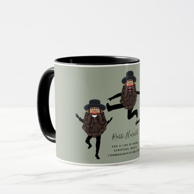 Mug FUNNY Dancing RABBI Personnalisé avec texte (Devant gauche)