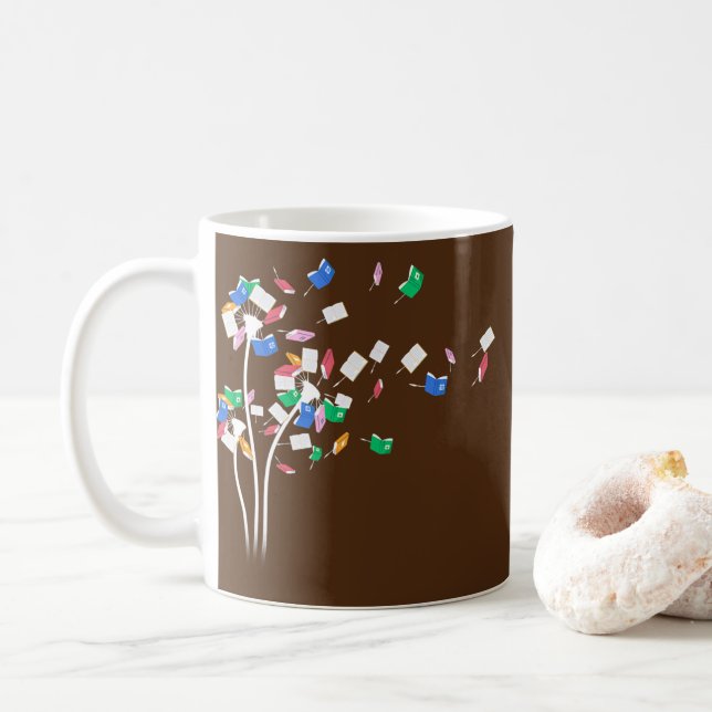 Mug Funny Dandelion Books Gift For Reading Lover (Avec donut)