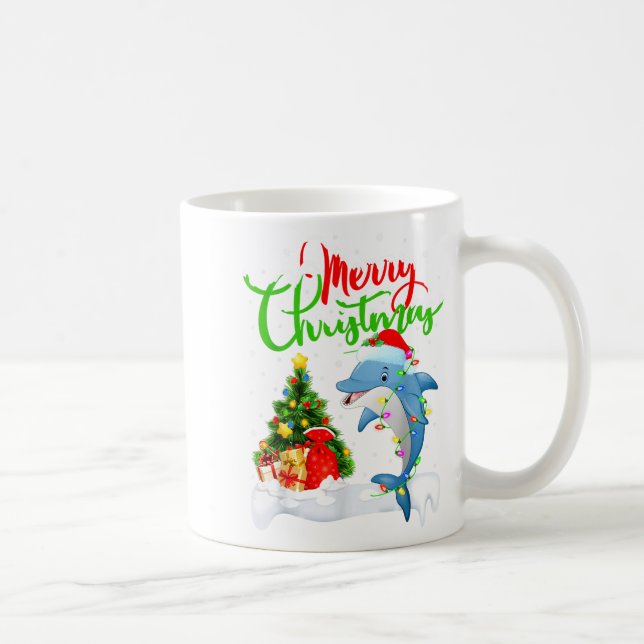 Mug Funny Dolphin Fish Lover Xmas Lighting Dolphin Chr (Droite)