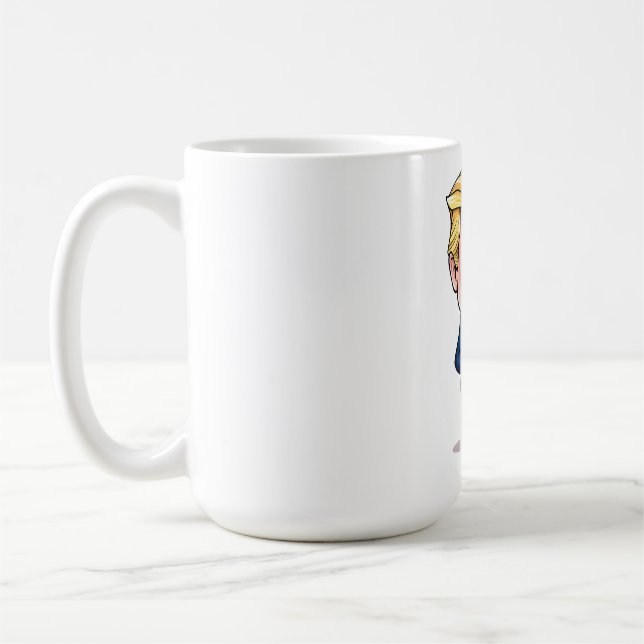 Mug Funny Donald Trump Cartoon with Giant Burger (Gauche)