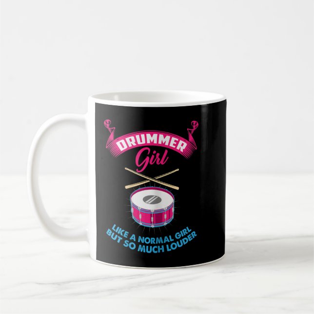 Mug Funny Drummer Girl Music Marching Band Drumming Pe (Gauche)
