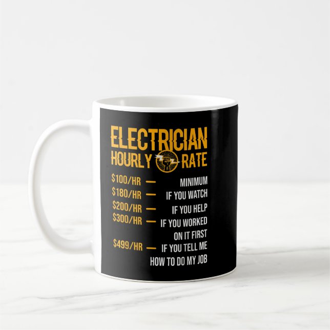 Mug Funny Electricien Hommes Electricien Taux horaire  (Gauche)