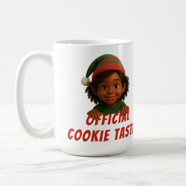 Mug Funny Elf Faces | Official Cookie Tester Christmas (Gauche)
