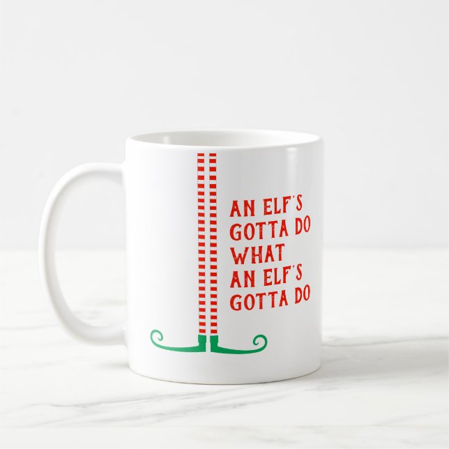 Mug Funny Elf Legs Chaussures Un Elfe doit faire Noël (Gauche)