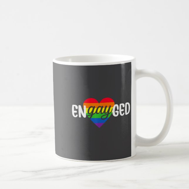 Mug Funny Engayged Gay Couple Engagement Party Rainbow (Droite)