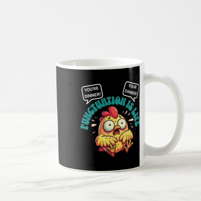 Mug Funny English Grammar Problems Chicken Punctuation (Droite)