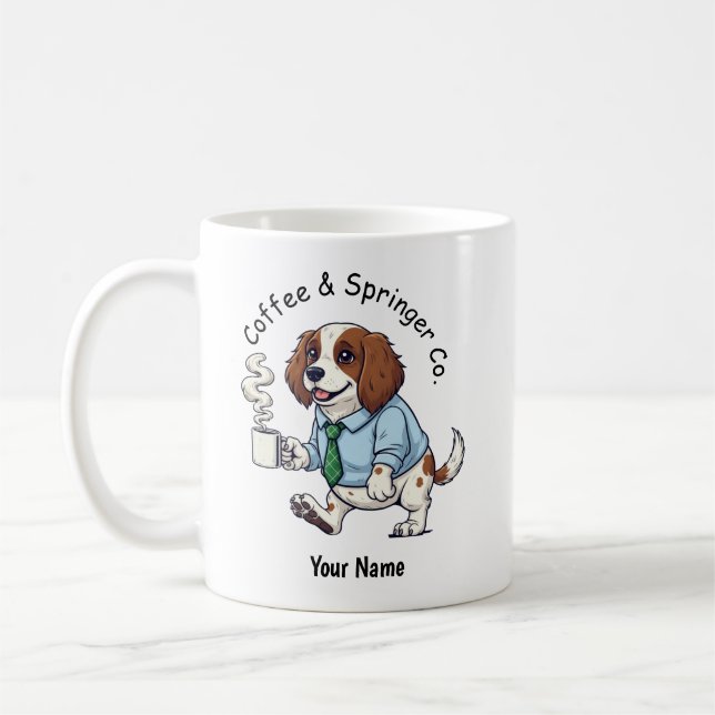 Mug Funny English Springer DOG Business Suit Coffee  (Gauche)
