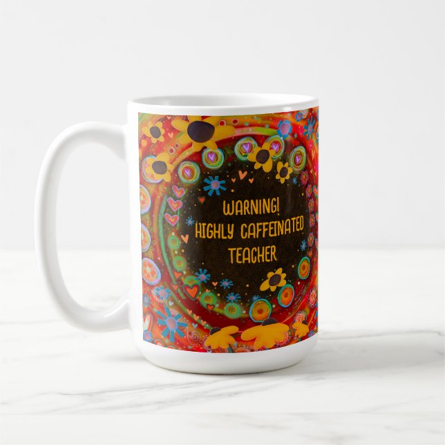 Mug Funny Enseignant Caféiné Initiale Personnalisée (Gauche)